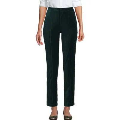 Lands' End Velvet High Rise Pintuck Pencil Ankle Pants In Green