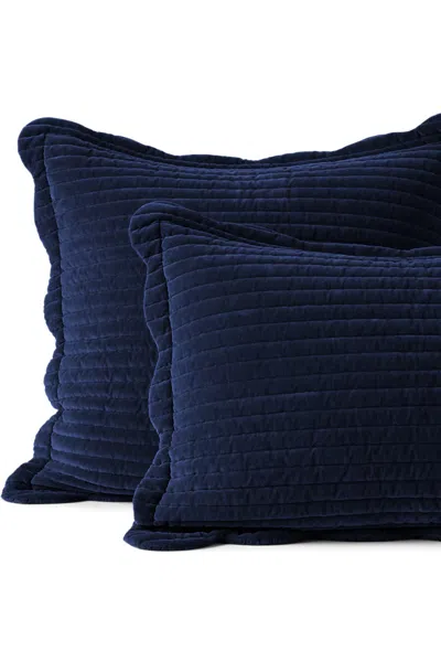 Lands' End Velvet Scallop Pillow Sham In Blue