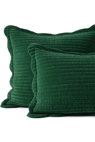 Lands' End Velvet Scallop Pillow Sham In Green