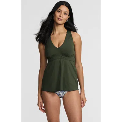 Lands' End V-neck Racerback Flutter Tankini In Green