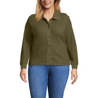 Lands' End Waffle Relaxed Long Sleeve Shirt Jacket In Animal Print