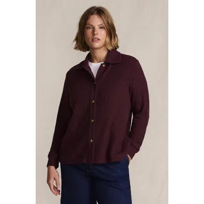 Lands' End Waffle Relaxed Long Sleeve Shirt Jacket In Burgundy