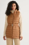 Lands' End Wanderweight Belted Packable Down Vest In Rich Caramel
