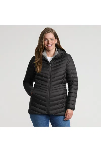 Lands' End Wanderweight Packable Down Long Jacket In Black