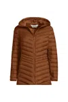 Lands' End Wanderweight Packable Down Long Jacket In Brown