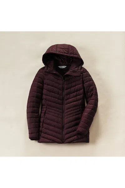 Lands' End Wanderweight Packable Down Long Jacket In Burgundy