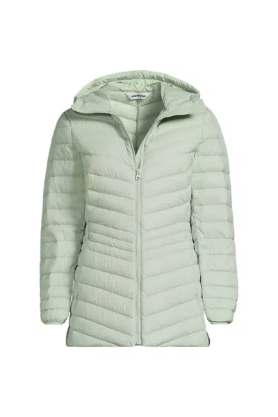 Lands' End Plus Size Wanderweight Packable Down Long Jacket In Green