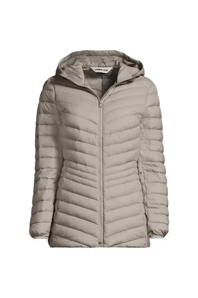 Lands' End Wanderweight Packable Down Long Jacket In Neutral