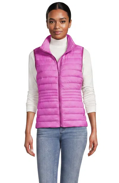 Lands' End Wanderweight Packable Down Vest In Aster Pink