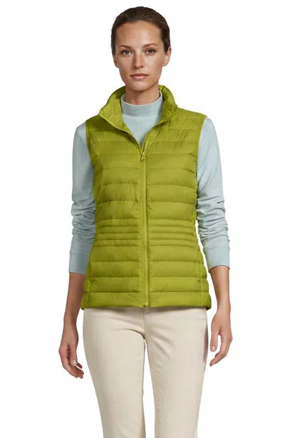 Lands' End Wanderweight Packable Down Vest In Chartreuse