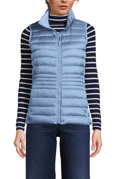 Lands' End Wanderweight Packable Ultralight Down Vest In Light Cornflower Shine
