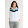 Lands' End Wanderweight Reversible Packable Down Vest In White/blue Colorblock