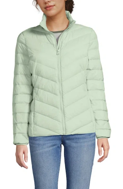 Lands' End Wanderweight Ultralight Packable Chevron Quilted Down Jacket In Green