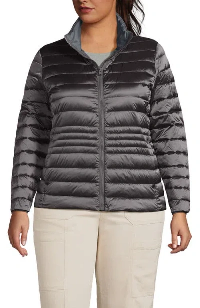 Lands' End Wanderweight Ultralight Packable Down Jacket In Gunmetal Shine