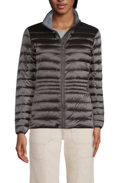 Lands' End Wanderweight Ultralight Packable Down Jacket In Gunmetal Shine