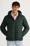 Lands' End Wanderweight Ultralight Packable Hooded Down Jacket In Evening Forest