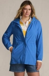 Lands' End Waterproof Hooded Packable Raincoat In Blue