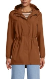 Lands' End Waterproof Hooded Packable Raincoat In Brown