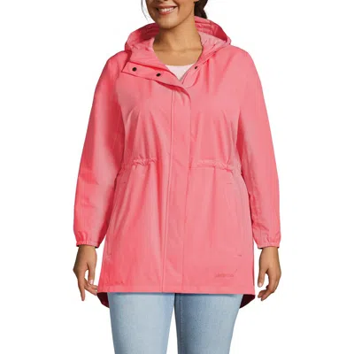 Lands' End Squall Packable Waterproof Raincoat In Carmine Coral