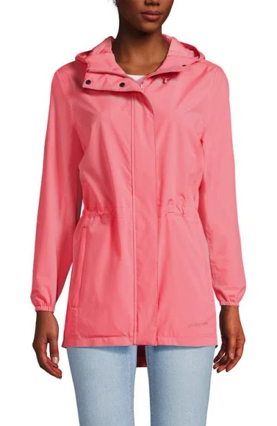 Lands' End Squall Packable Waterproof Raincoat In Carmine Coral