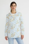 Lands' End Squall Packable Waterproof Raincoat In Crisp White Sweet Mango Floral