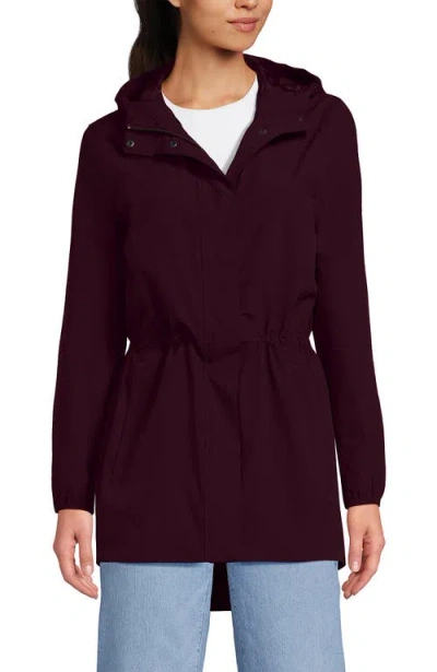 Lands' End Waterproof Hooded Packable Raincoat In Purple