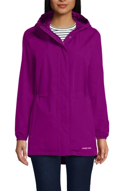 Lands' End Squall Packable Waterproof Raincoat In Purple