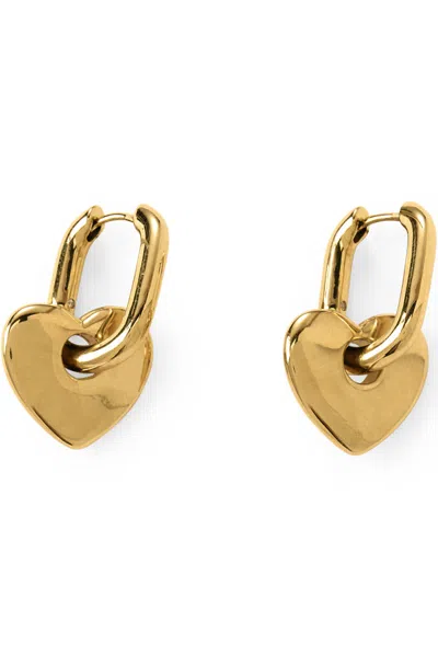 Lands' End Water-resistant Heart Hoop Earrings In Gold
