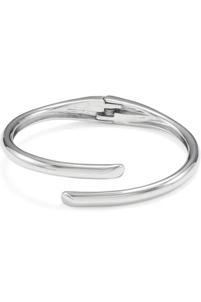 Lands' End Water-resistant Hinge Bangle Bracelet In Silver