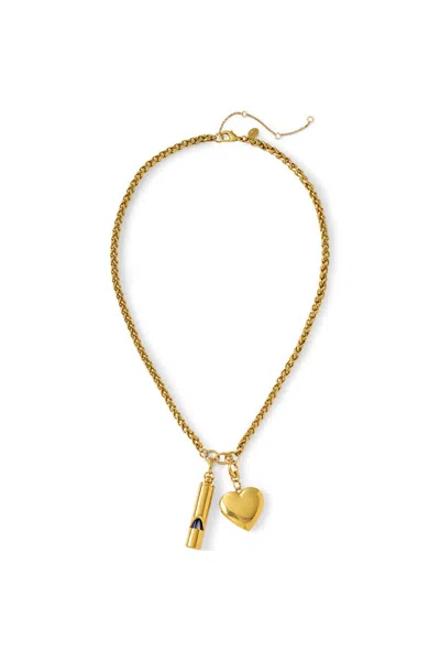 Lands' End Water-resistant Link Heart Y Necklace In Gold