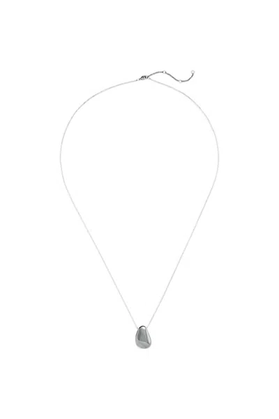 Lands' End Water-resistant Long Pendant Necklace In Silver