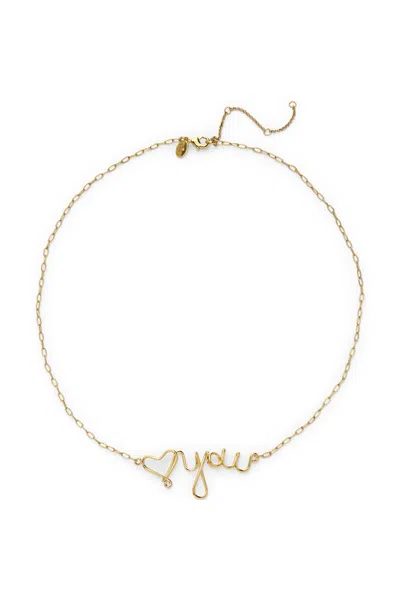 Lands' End Water-resistant Love You Necklace In Gold