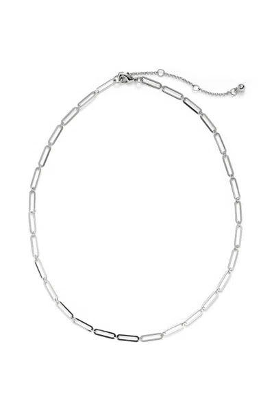 Lands' End Water-resistant Short Link Layering Single Necklace In Metallic