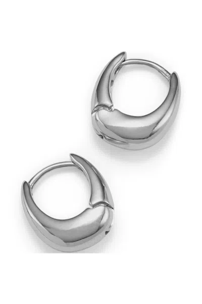 Lands' End Water-resistant Small Huggie Hoop Earrings In Silver