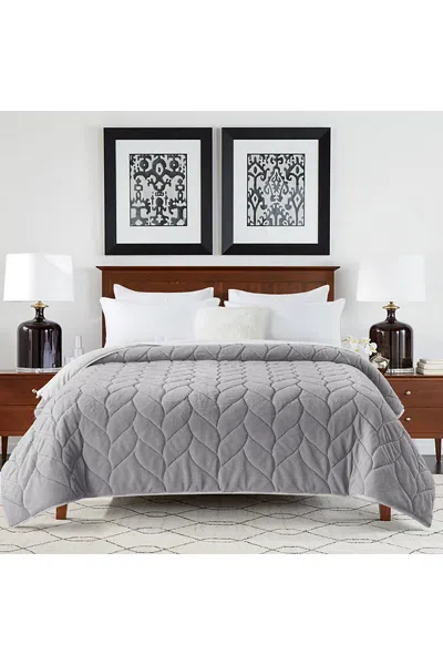 Lands' End Waverly Cozy Down Alternative Fleece Bed Blanket In Gray
