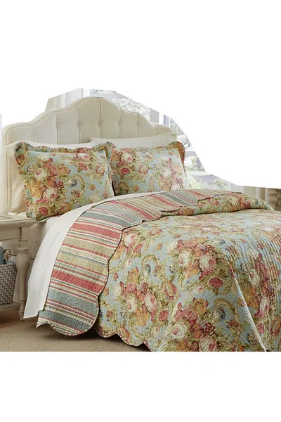 Lands' End Waverly Spring Bling 3 Piece Reversible Cotton Bedspread Bedding Set In Multi