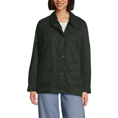Lands' End Waxed Barn Jacket In Green