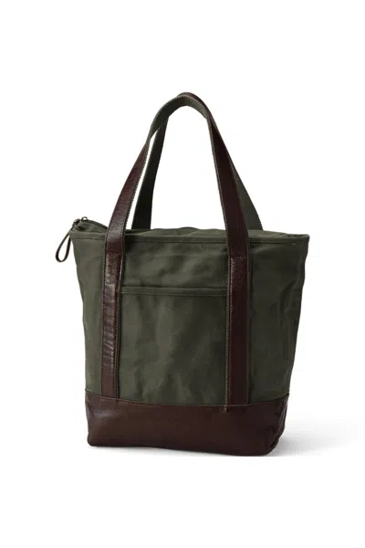 Lands' End Waxed Canvas Tote In Brown