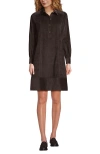 Lands' End Wide Wale Cord Popover Long Sleeve Shirt Dress In Brown