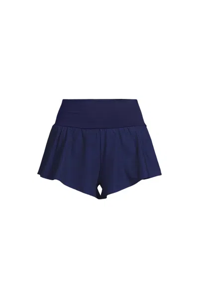 Lands' End Women's 3" Pinchless Flutter Swim Short With Panty In Blue