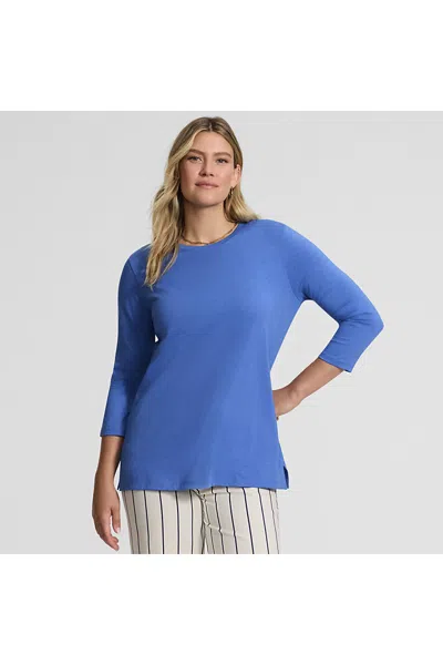 Lands' End Women's 3/4 Sleeve Cotton Supima Tunic In Blue