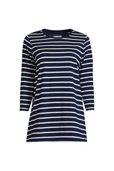 Lands' End Women's 3/4 Sleeve Cotton Supima Tunic In Blue