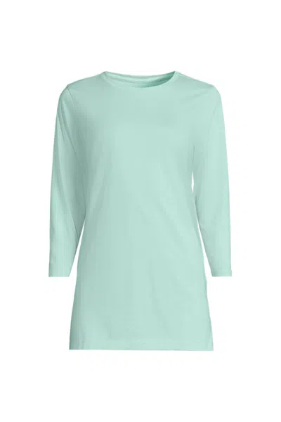 Lands' End Women's Tall 3/4 Sleeve Cotton Supima Tunic In Blue