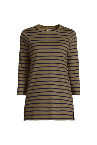 Lands' End Women's 3/4 Sleeve Cotton Supima Tunic In Brown