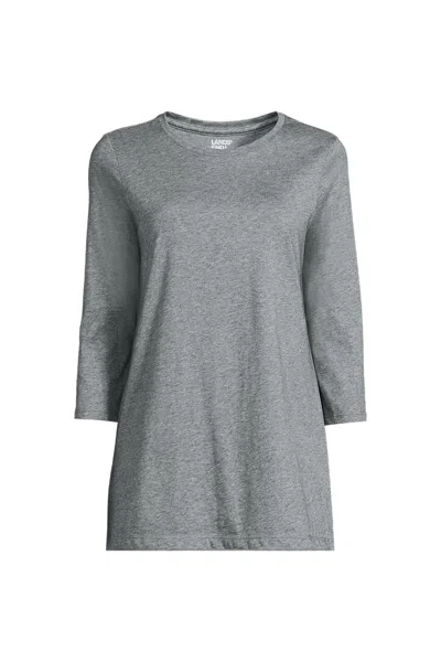 Lands' End Women's 3/4 Sleeve Cotton Supima Tunic In Gray