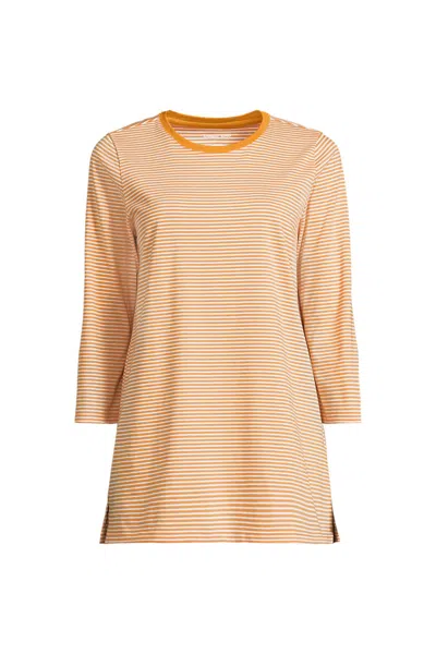 Lands' End Women's 3/4 Sleeve Cotton Supima Tunic In Orange