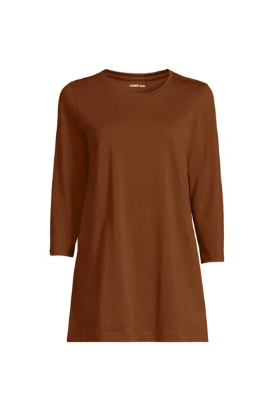 Lands' End Women's 3/4 Sleeve Cotton Supima Tunic In Brown