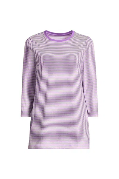 Lands' End Women's 3/4 Sleeve Cotton Supima Tunic In Purple