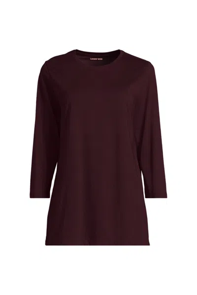 Lands' End Women's 3/4 Sleeve Cotton Supima Tunic In Brown