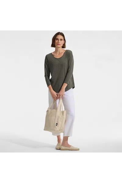 Lands' End Women's 3/4 Sleeve Lightweight Jersey Shirttail Tee In Multi